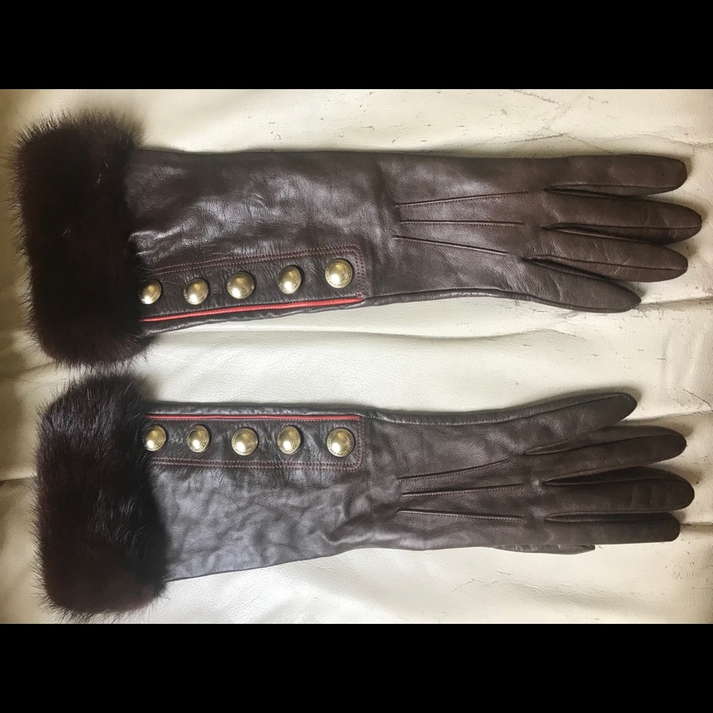- COACH Royal Ladies Leather & Mink Hand Glove